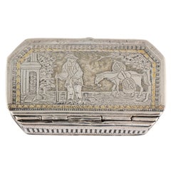 Silver Trinket Box with Chinese Scene, Late 19th-Early 20th Century
