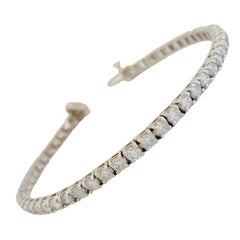 6.50 Carat Round Brilliant Natural Diamond Tennis Bracelet 18 Karat White Gold