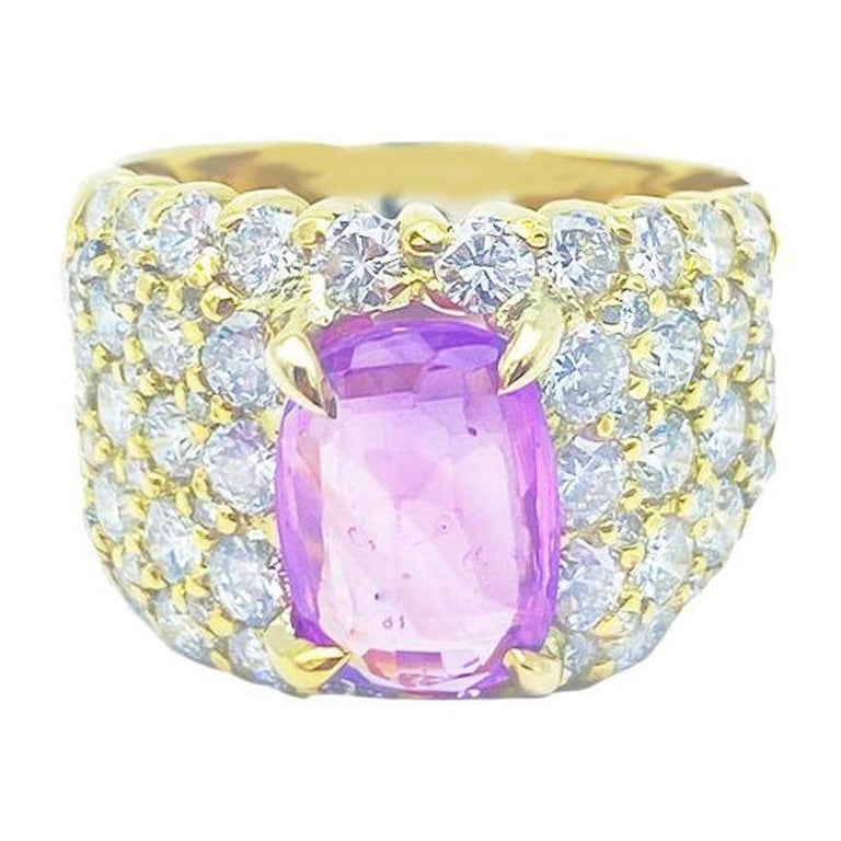 18 Karat Diamant und rosa Saphir Ring mit 4,97 Karat VS Qualität