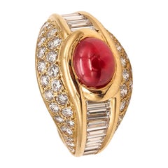 Cartier Paris Cocktail Ring in 18Kt Yellow Gold 4.49 Cts Burmese Ruby Diamonds