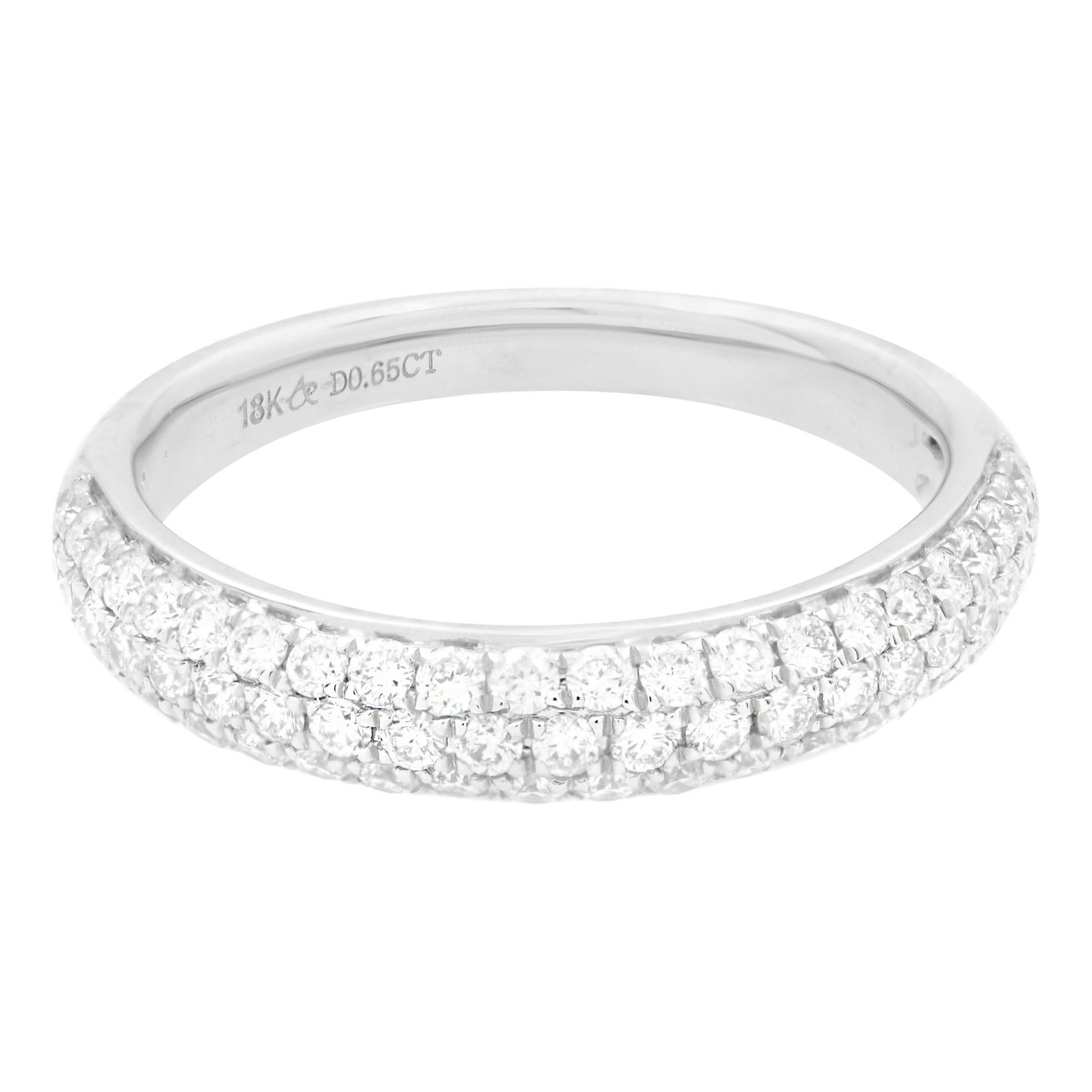 Rachel Koen Bague d'alliance en or blanc 18 carats avec pavé de diamants 0,65 carat