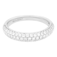Rachel Koen Pave Diamond Wedding Band Ring 18K White Gold 0.65 Cttw