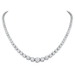 14k Weißgold 10 Karat abgestufte Diamant-Tennis-Halskette mit Illusionsfassung