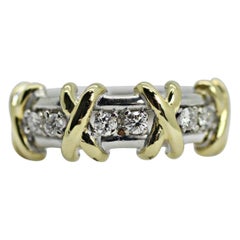 14 Karat 2-Tone Diamond "X" Ring
