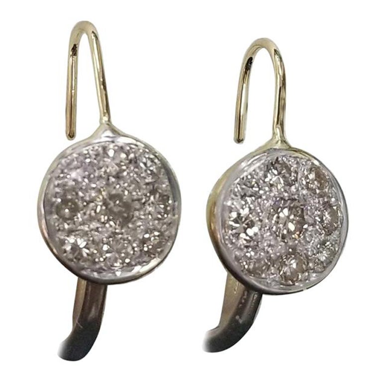 Boucles d'oreilles grappe de diamants en forme de goutte de 14 carats