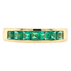 Rachel Koen 14 Karat Yellow Gold Green Emerald Band Ring 0.81 Carat