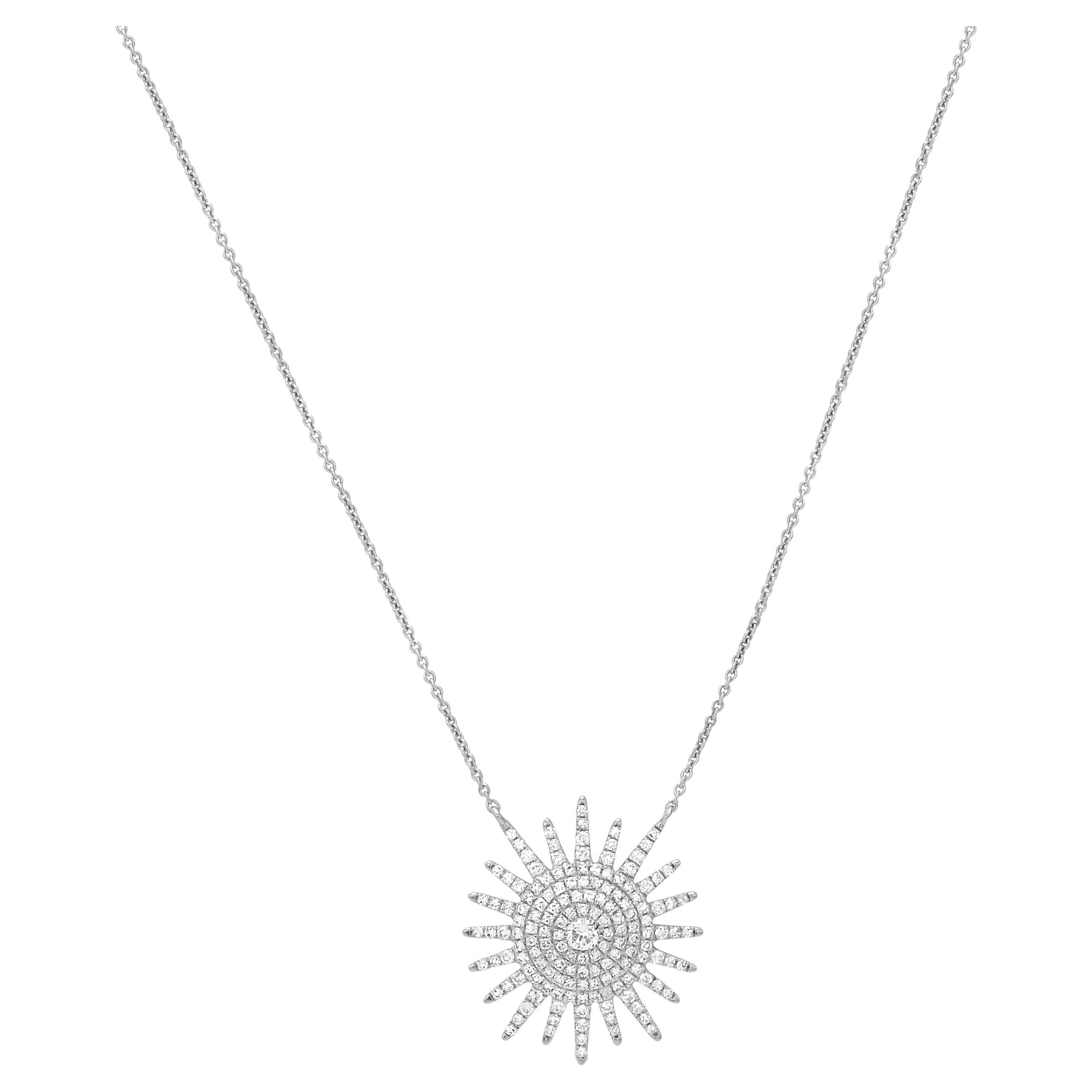 Luxle 1/2 Carat T.W. Diamond Starburst Necklace in 14k White Gold For Sale