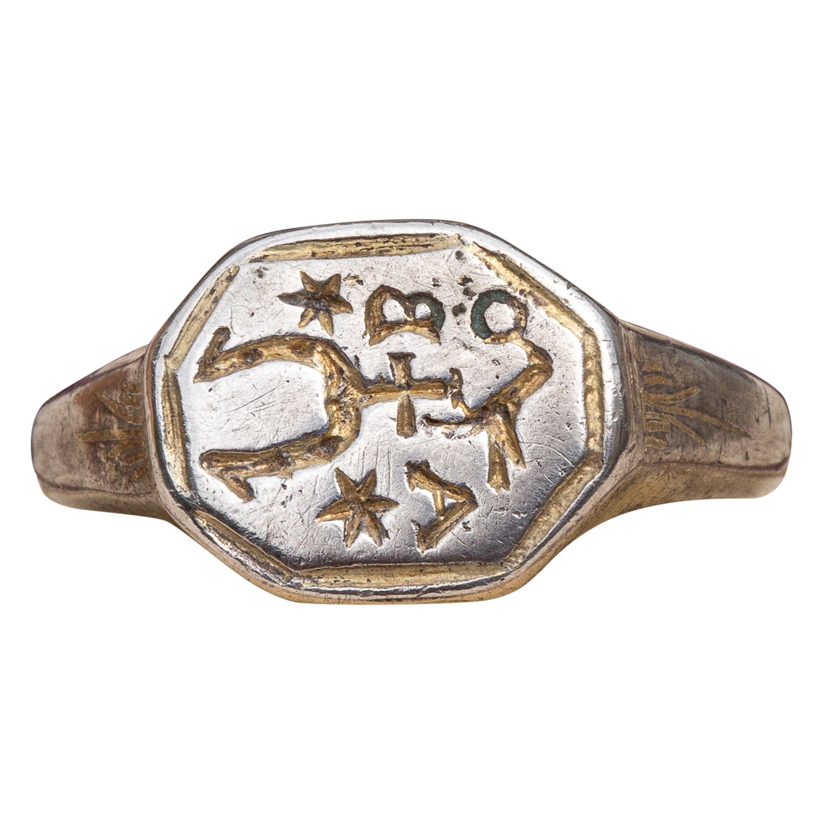 16th Century Silver Polish 'Ślepowron' Coat of Arms Signet Intaglio Ring