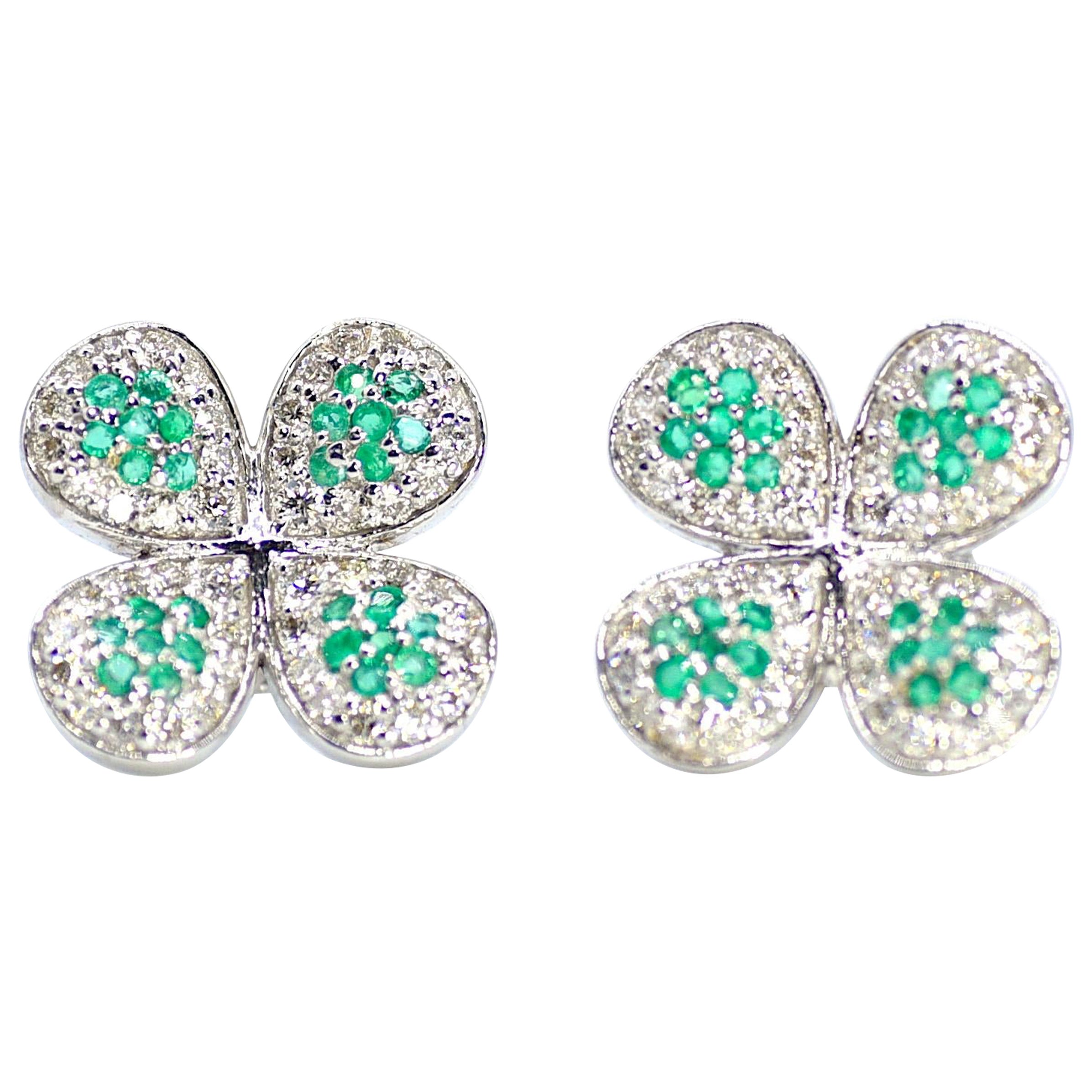 18k Adore Diamond & Emerald Earrings For Sale