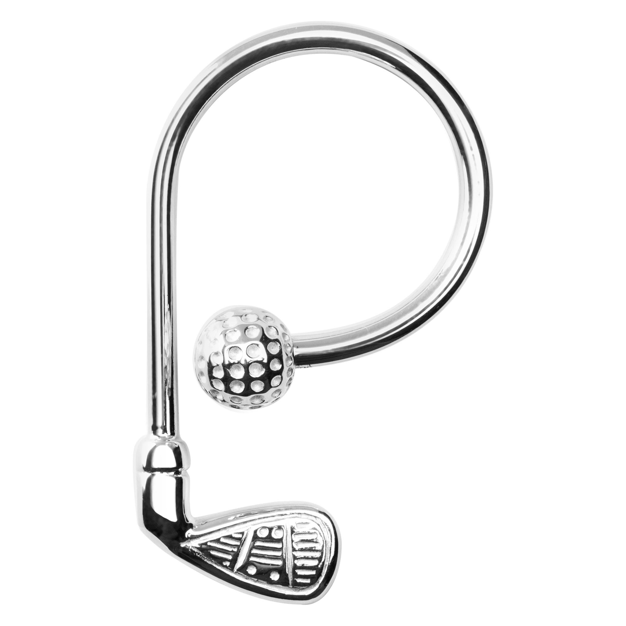 Alex Jona Sterling Silver Ball and Golf-Club Key Holder For Sale