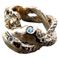 Animal jewelry Aquamarine Snake Ring Bronze Cocktail Ring J Dauphin