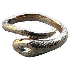 Aquamarine Ruby Snake Ring Bronze Victorian Style Animal Jewelry J Dauphin