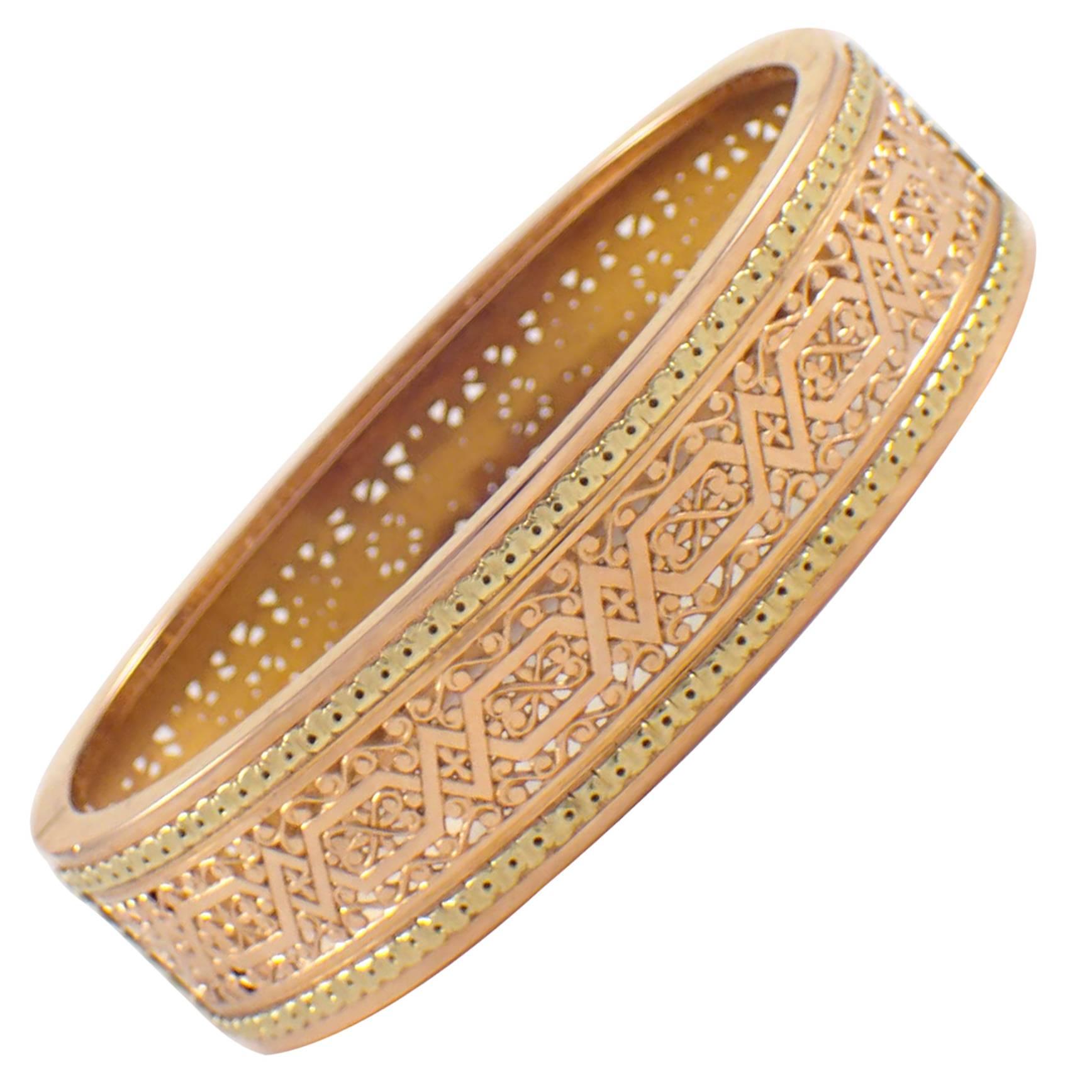 Victorian Two Color Gold Bangle Bracelet