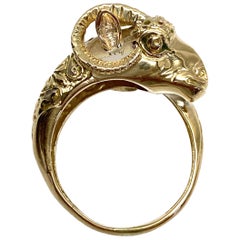 Ram or Aries Figural Bypass Ring in 18 Karat Yellow Gold