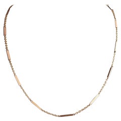 Antique 9k Yellow Gold Fancy Link Chain Necklace, Edwardian
