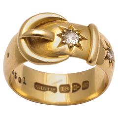 1915 Diamond Gold Buckle Ring 
