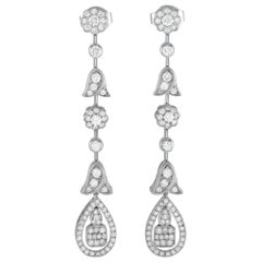 Graff Platinum 3.00 Ct Diamond Tulip Chandelier Earrings
