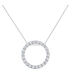 1 Carat 14k White Gold Diamond Circle Pendant Necklace