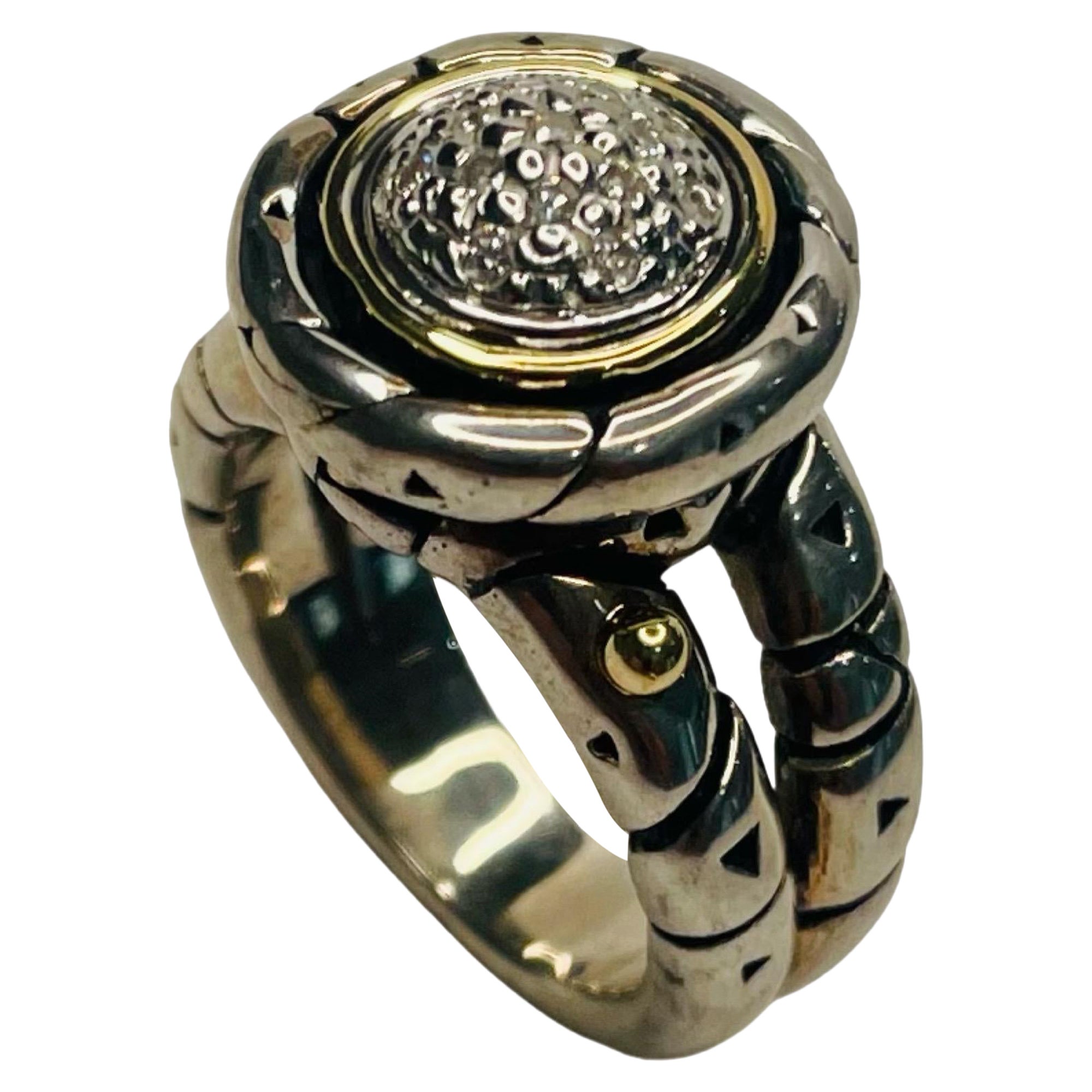 John Atencio 18KY Gold and Sterling Silver Diamond Ring For Sale