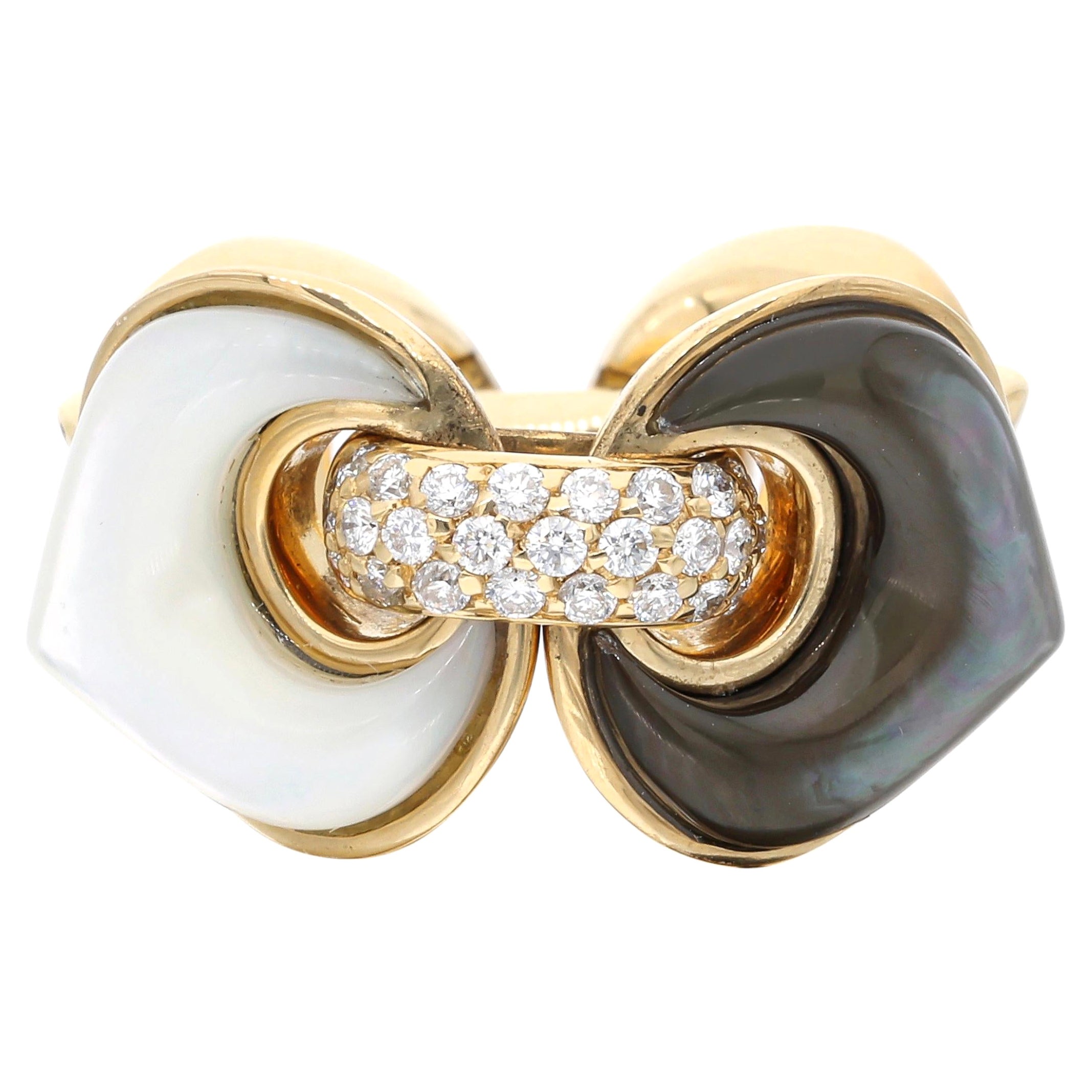 Marina B Gold, Mother of Pearl, and Diamond Ring For Sale
