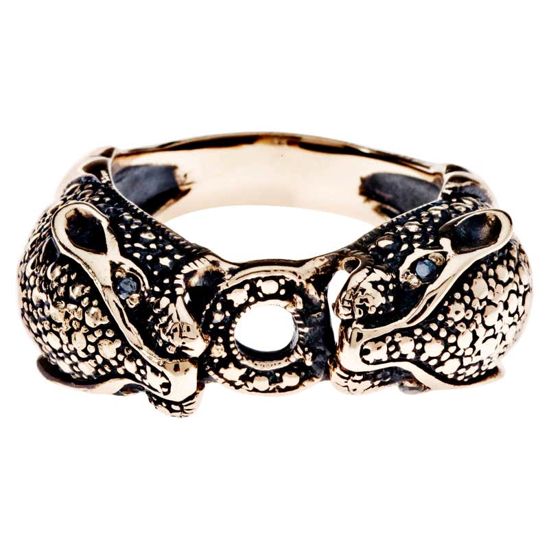Black Diamond Jaguar Cocktail Ring Bronze Animal Ring J Dauphin For ...