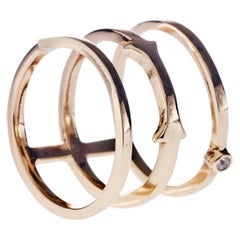 Triple Band Ring White Diamond 14 Karat Gold J Dauphin