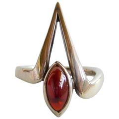 Jack Nutting Garnet Sterling Silver American Modernist Ring