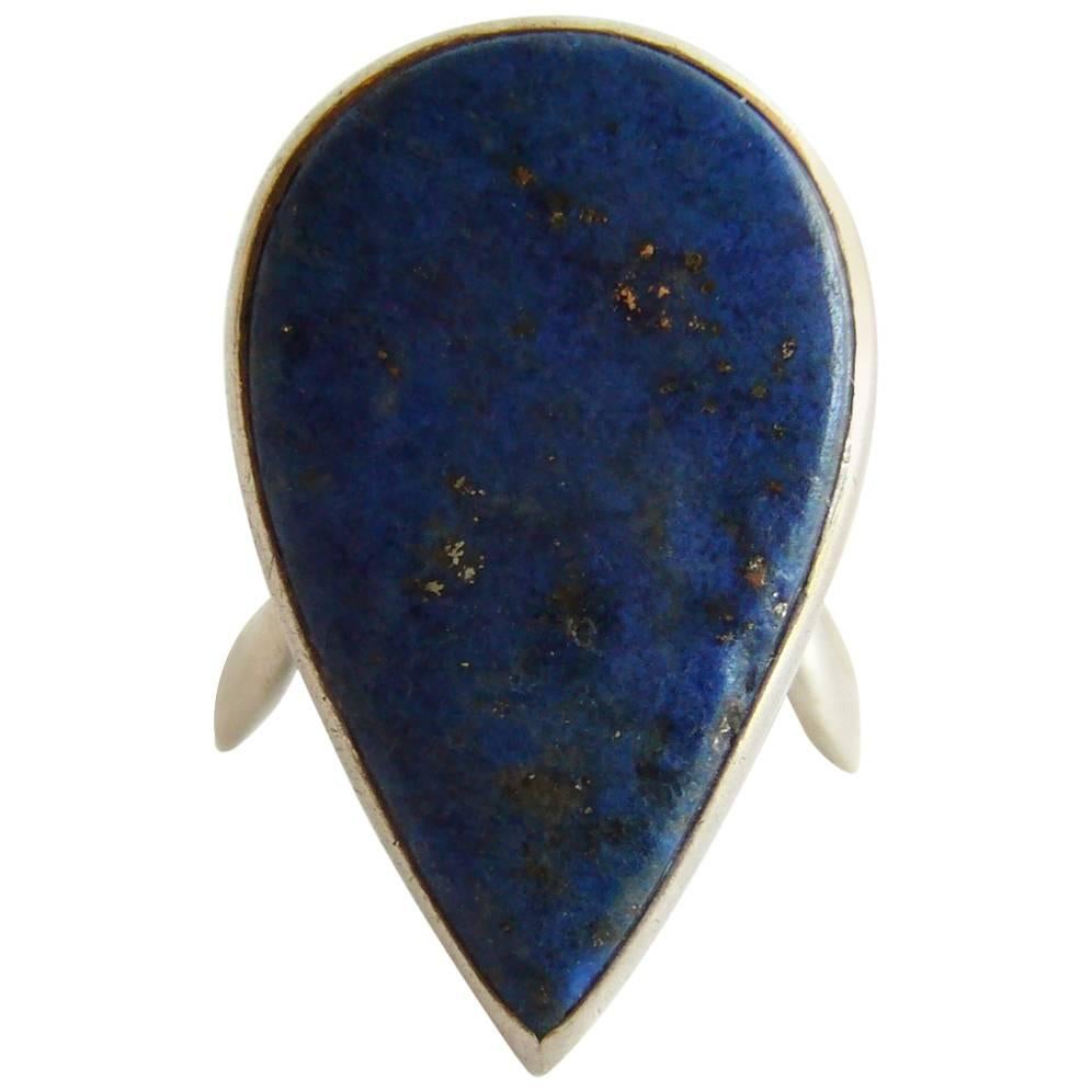 Jack Nutting Lapis Lazuli Sterling Silver Teardrop Ring