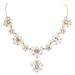 Edwardian, Aquamarine Necklace in 9 Karat Rose Gold