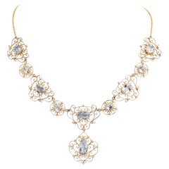 Edwardian, Aquamarine Necklace in 9 Karat Rose Gold