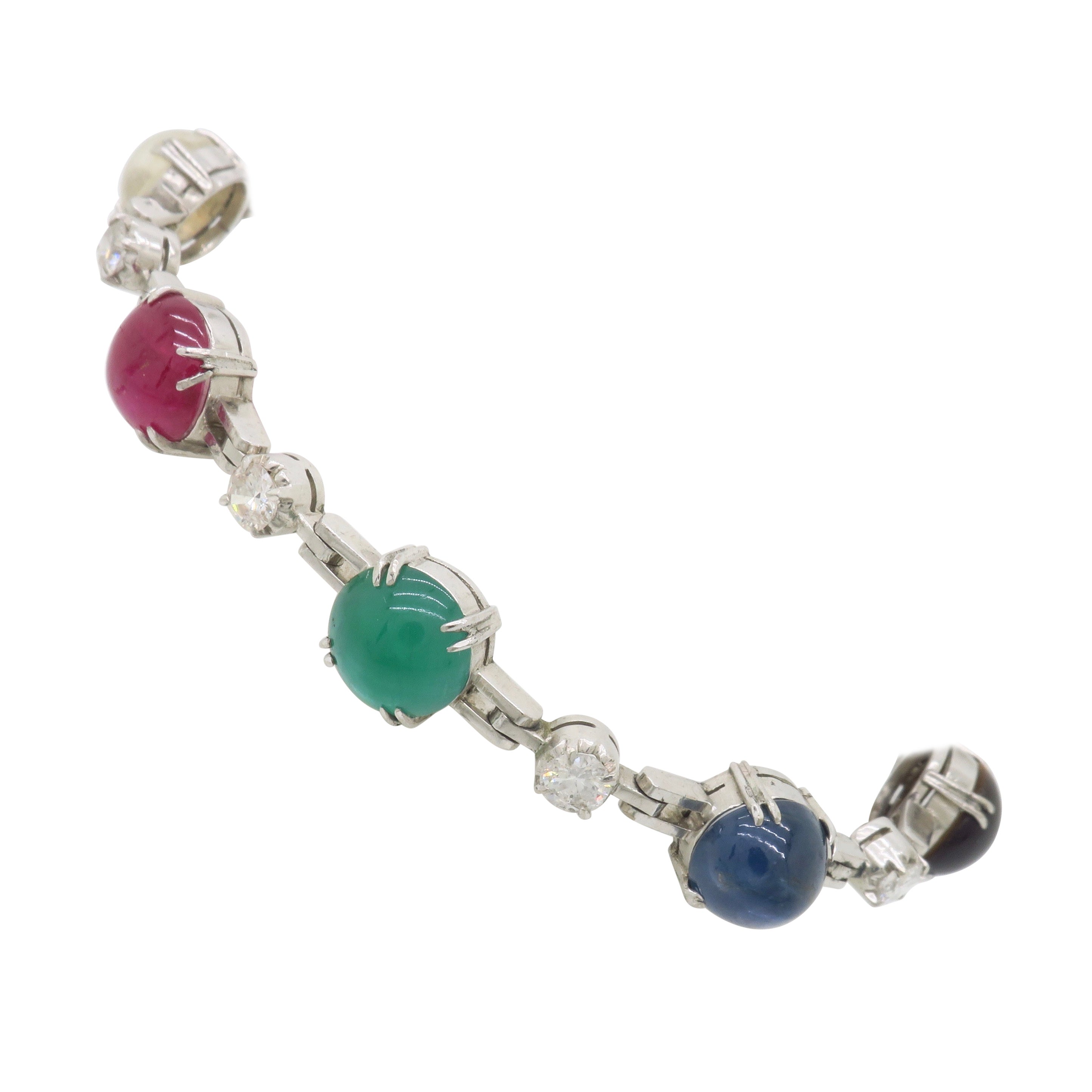 Multi-Gemstone & Diamond Station Bracelet For Sale