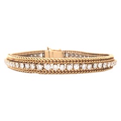 14K Diamond Line Rope Bracelet Two-Tone Gold