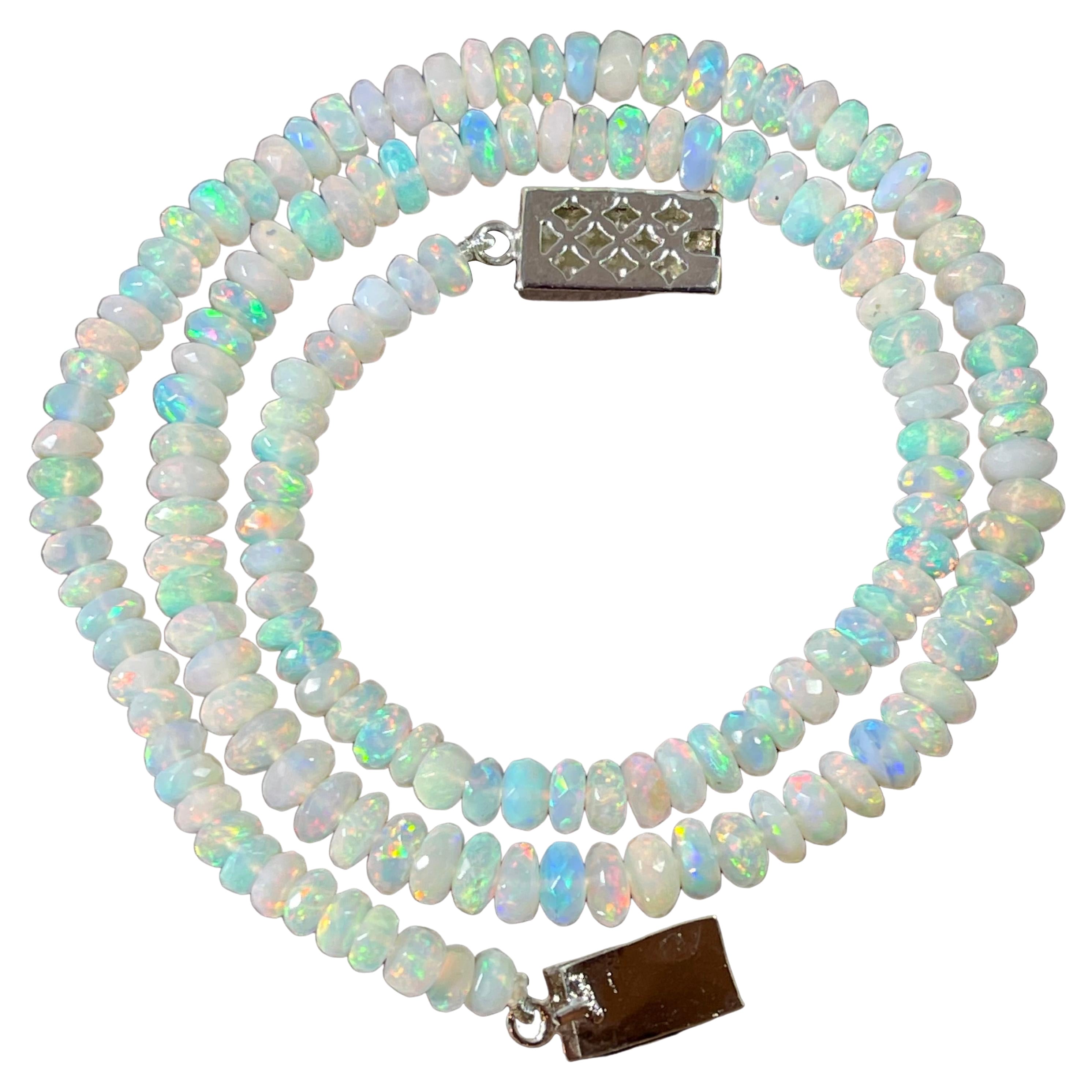 JaipurJewels Ethiopian Opal Beaded Necklace – 44 Cts Natural Black Opal – 17-20 Inch