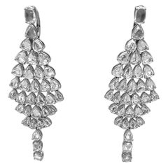 Diamond Rose Cut Chandelier Earrings 11.50 Carats 18K White Gold