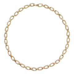 14 Karat Gold Etruscan Granulation Chain Link Necklace by Mon Pilar