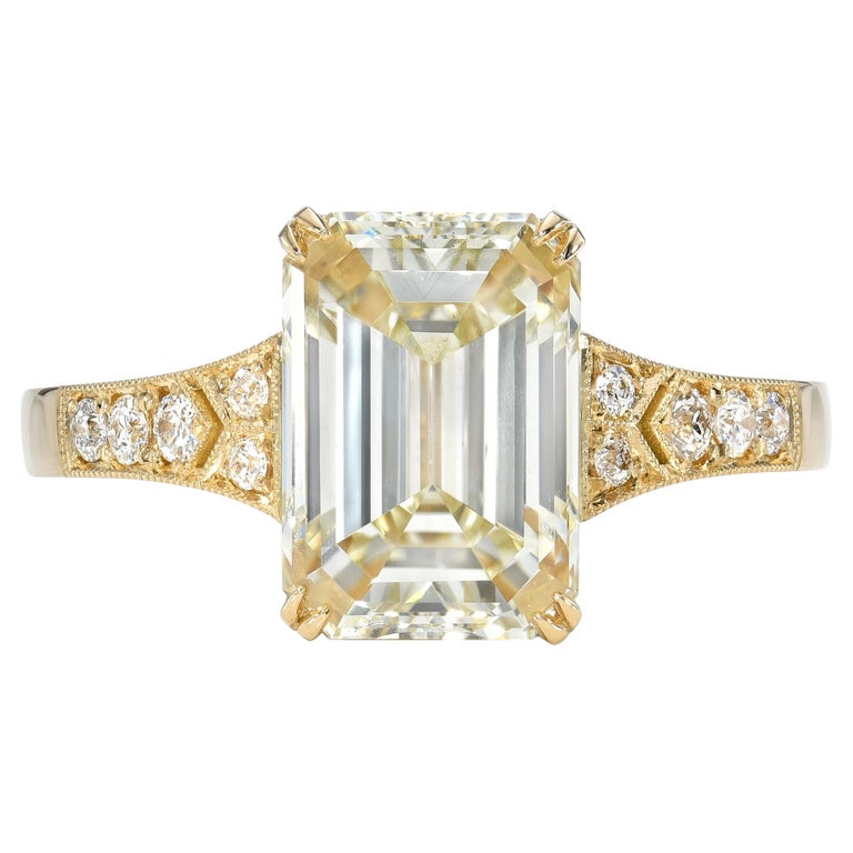 Handcrafted Lorraine Emerald Cut Diamond Ring by Single Stone For Sale