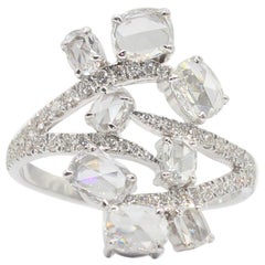 PANIM 1.39 Carats Diamond Rosecut 18 Karat White Gold Floral Ring