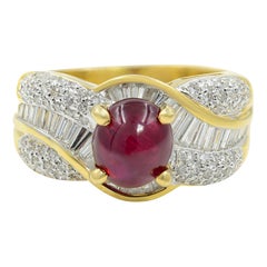 Ruby 2.48cts and Diamond 0.98cttw Cocktail Ring 18k Yellow Gold