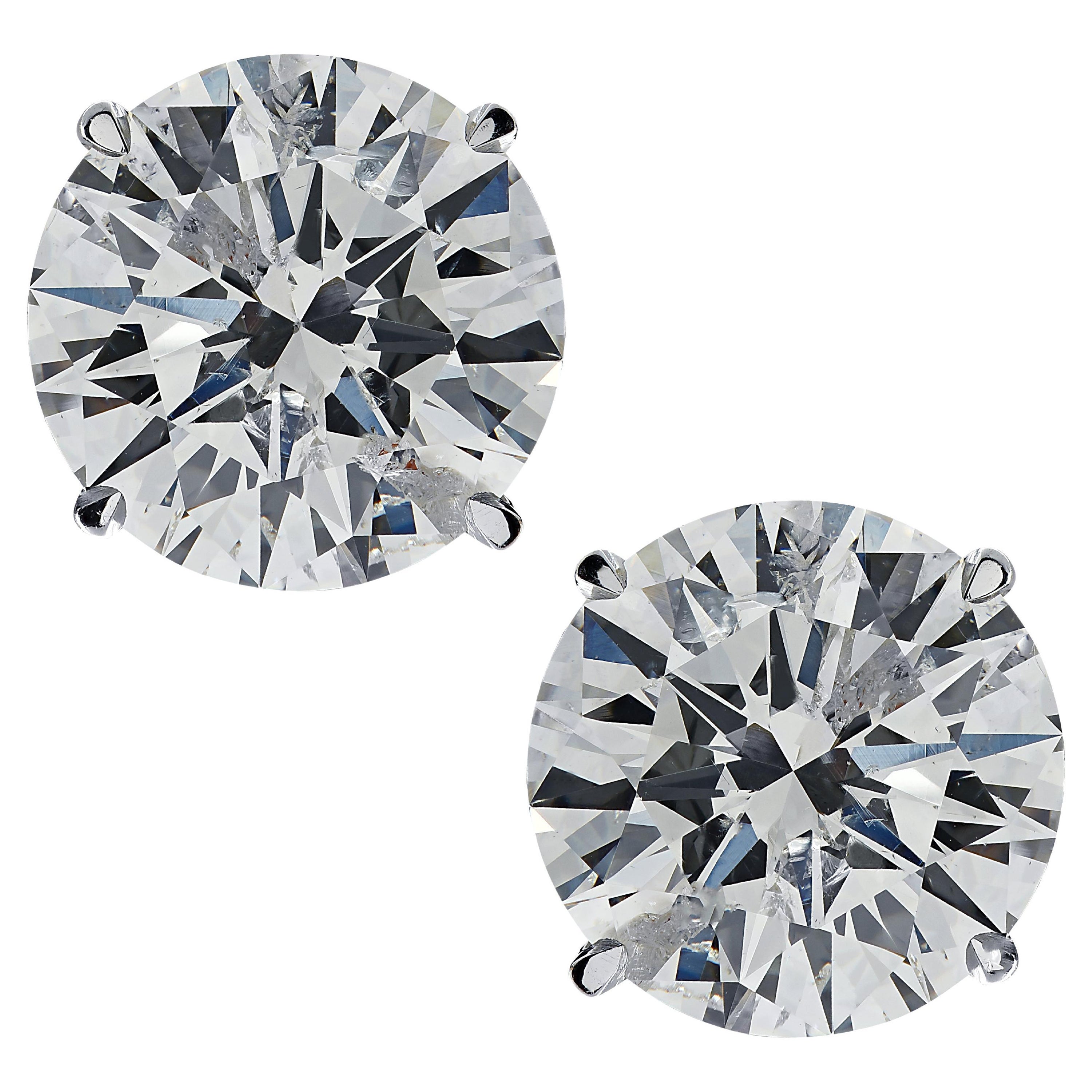 Vivid Diamonds 4.18 Carat Diamond Stud Earrings For Sale