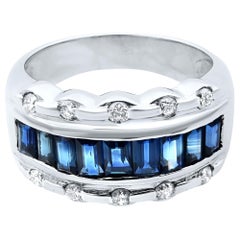 Rachel Koen Blue Sapphire Diamond Ladies Ring 18K White Gold