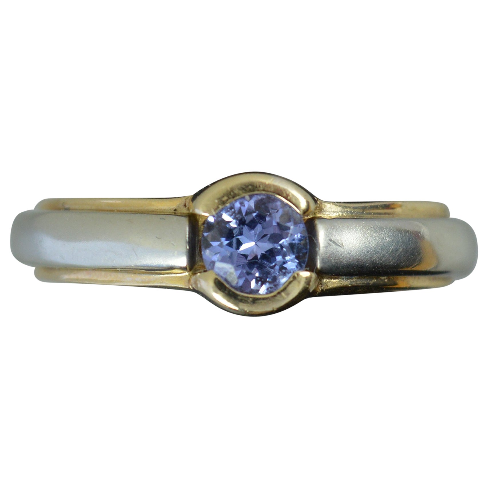 Le Vian Designer Heavier 14ct Gold and Tanzanite Solitaire Ring For Sale
