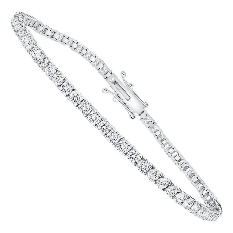 14K 2 Carat White Gold Round Diamond Tennis Bracelet For Sale at 1stDibs