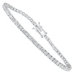 14K 3 Carat White Gold Round Diamond Tennis Bracelet