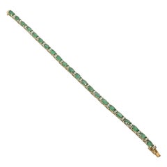 14kt Yellow Gold Emerald and Diamond Tennis Bracelet, Small Wrist