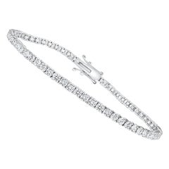 14K 3 Carat White Gold Round Diamond Tennis Bracelet