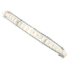 Antique Natural Saltwater Pearl and White Gold Bracelet