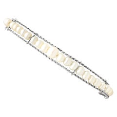 Bracciale antico di perle naturali d'acqua salata e oro bianco