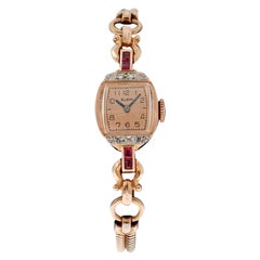 Elgin 14Kt. Massive Rose Gold Art Deco Damenuhr aus den 1940er Jahren