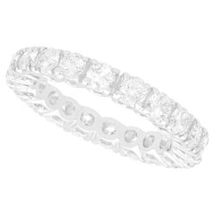 Anillo de compromiso de eternidad vintage de oro blanco y diamantes de 1.47 quilates