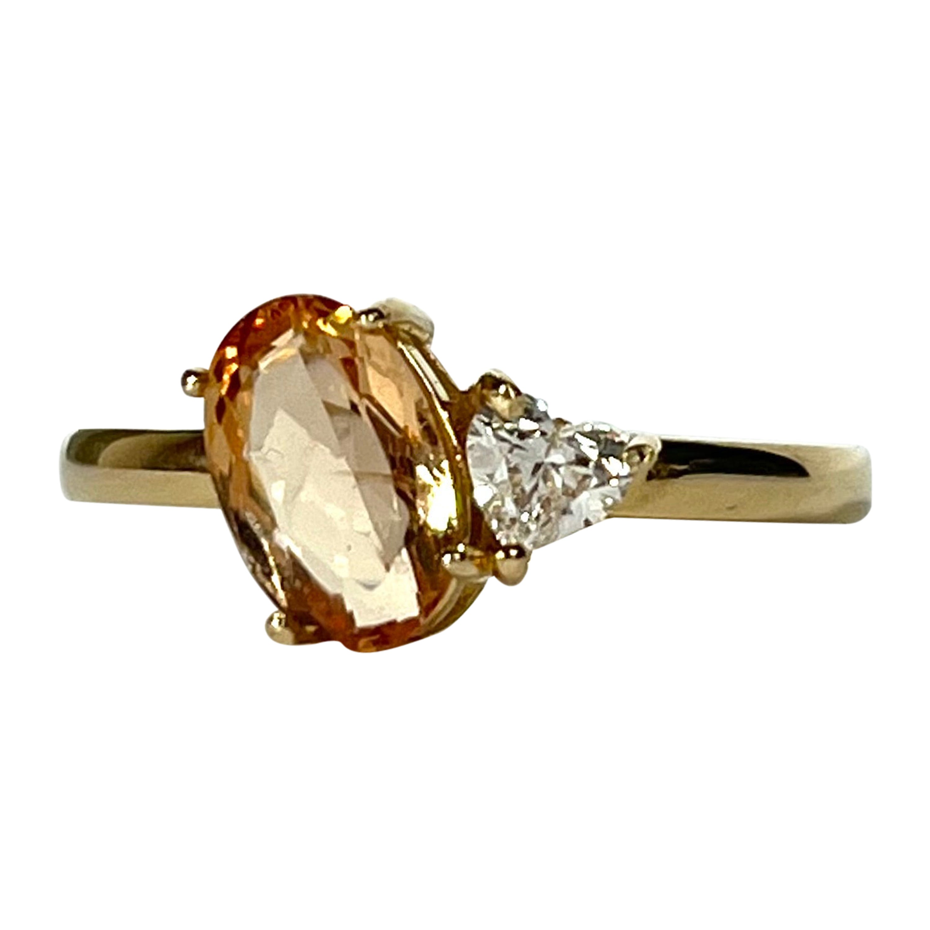 18K Yellow Gold Imperial Topaz and Diamond Ring Band For Sale